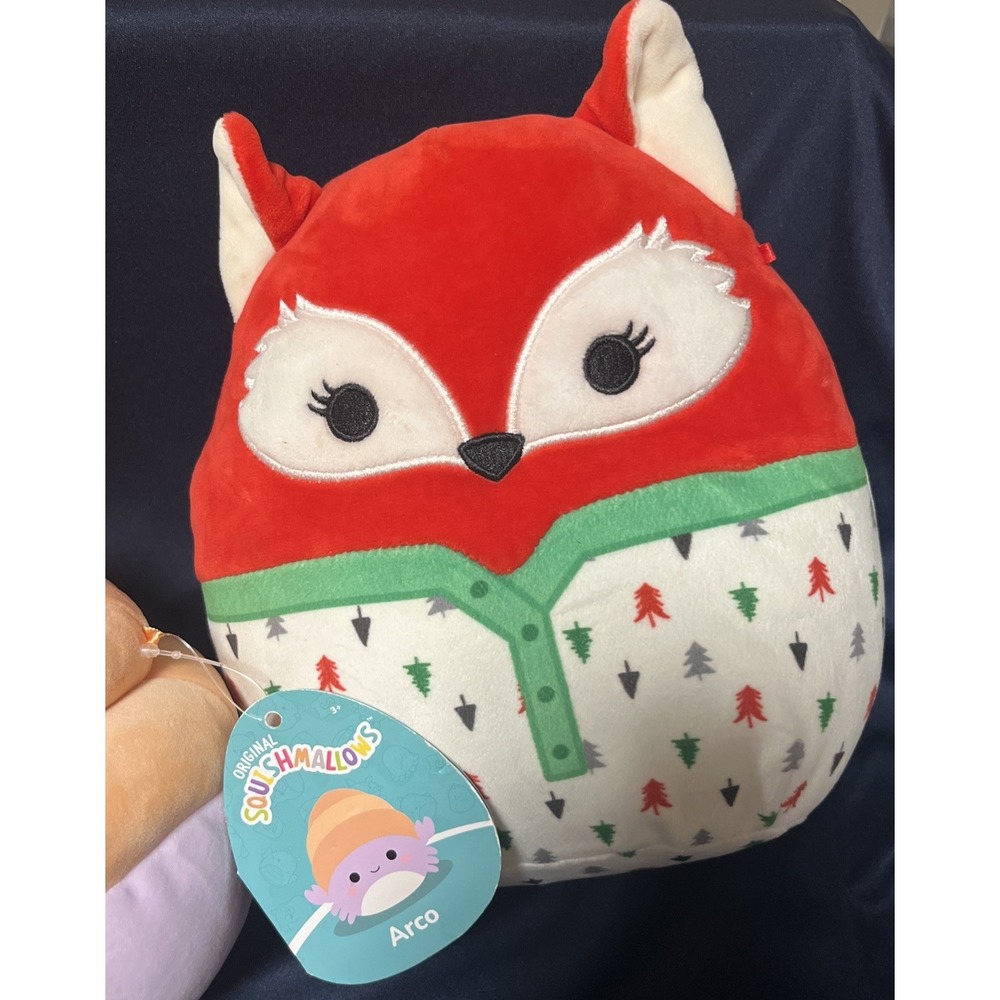Lot of 2 Squishmallows Kellytoy 5" Arco (NWT) & 8" Lexi the Fox in Pajamas - Picture 3 of 13